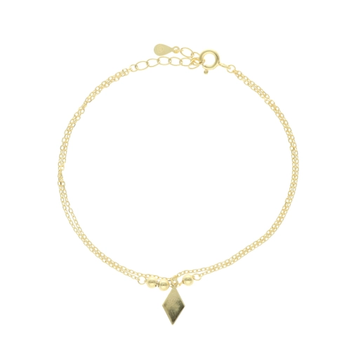 Bransoletka podwójna romb kuleczki srebro pozłacane