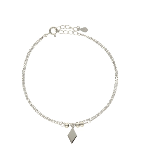 Bransoletka podwójna romb kuleczki srebro