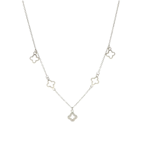 Naszyjnik z zawieszkami koniczynka srebr