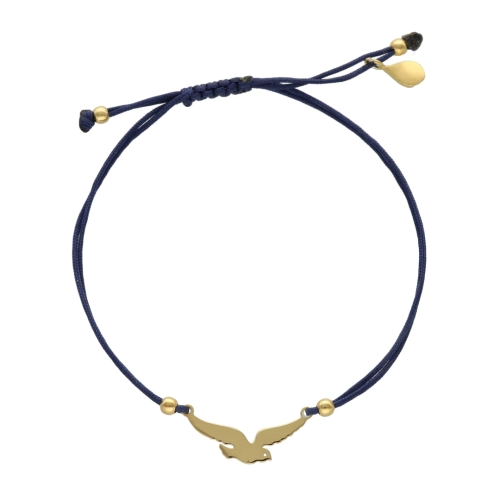 Bransoletka sznurkowa jaskółka granatowa srebro pozłacane 