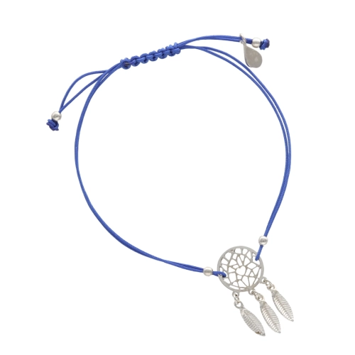 Bransoletka sznurkowa łapacz snów niebieska srebro
