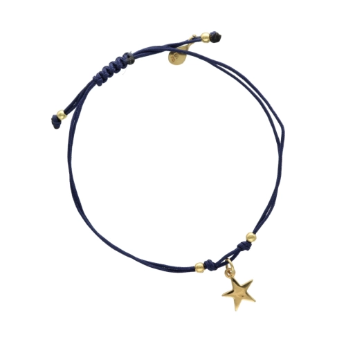 Bransoletka sznurkowa gwiazdka granatowa pozłacana