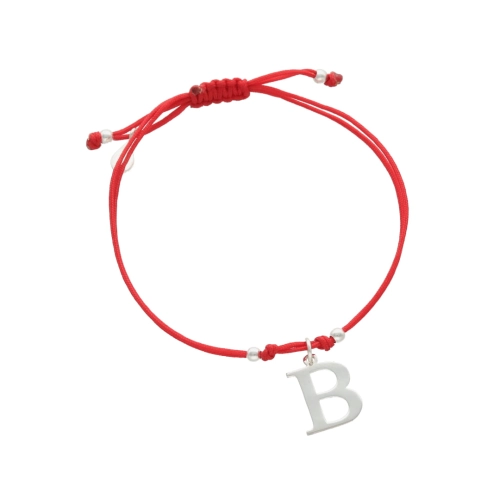 Bransoletka sznurkowa litera B czerwona 