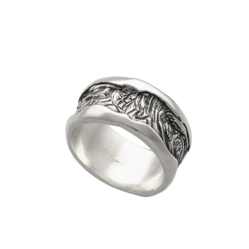 Szeroka obrączka srebro oksydowane 