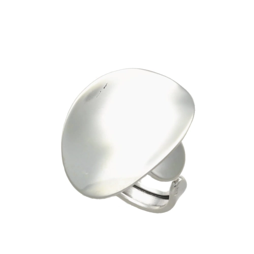 Efektowny owalny pierścionek gładkie srebro 