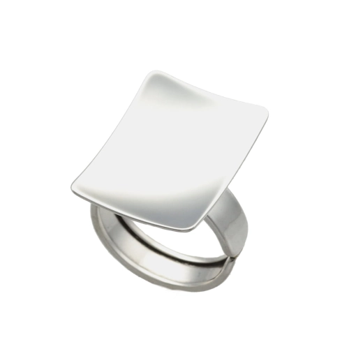 Efektowny prostokątny pierścionek gładkie srebro