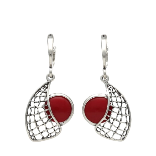 Efektowne kolczyki z koralem srebro