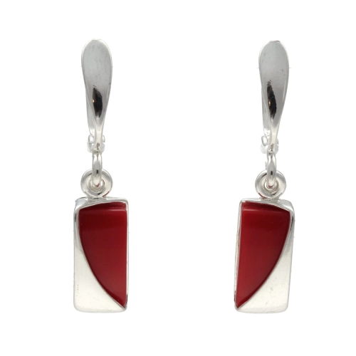 Prostokątne kolczyki z  koralem