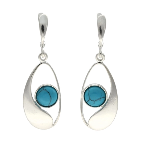 Kolczyki z turkusem gładkie srebro