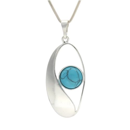 Wisior z turkusem gładkie srebro