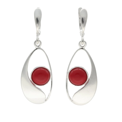 Kolczyki z koralem gładkie srebro