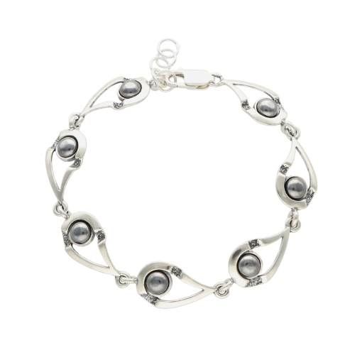 Bransoletka z hematytem srebro oksydowane