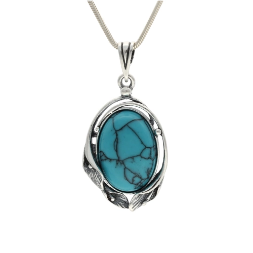 Wisiorek z turkusem kalie srebro oksydowane