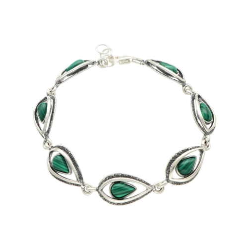 Bransoletka z malachitem srebro oksydowane