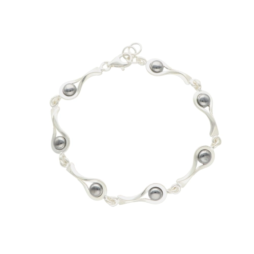 Bransoletka z hematytem gładkie srebro 