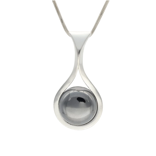 Wisior z hematytem gładkie srebro