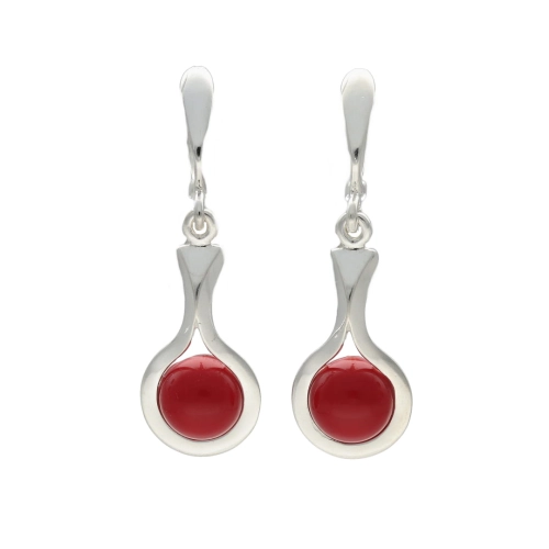 Kolczyki z koralem gładkie srebro