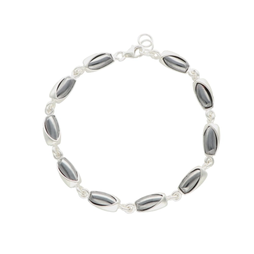 Bransoletka z hematytem prostokątna srebro