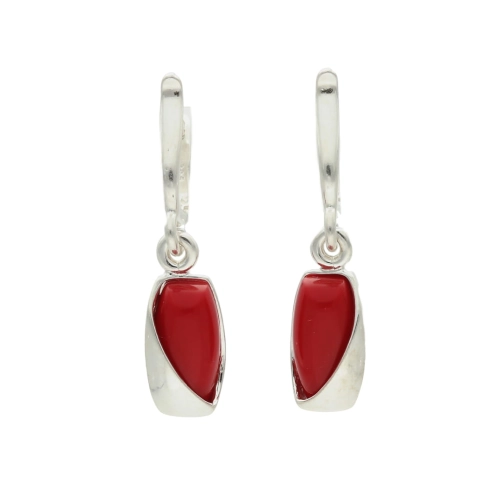 Kolczyki z koralem prostokątne srebro