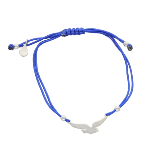 Bransoletka sznurkowa jaskółka niebieska srebro 