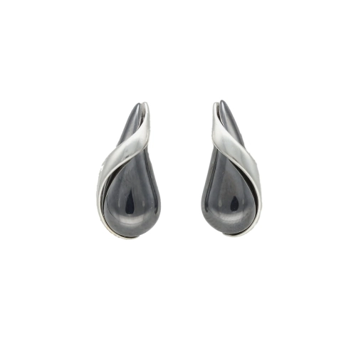 Kolczyki z hematytem łezki srebro