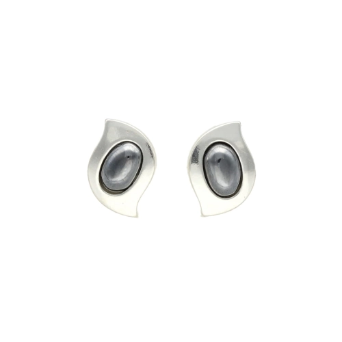 Kolczyki z hematytem gładkie srebro