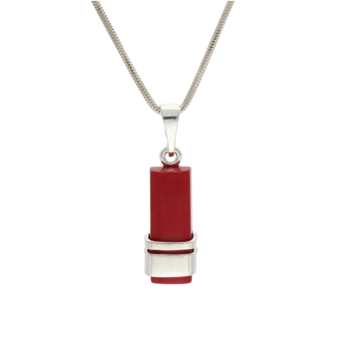 Wisior z koralem prostokątny srebro 