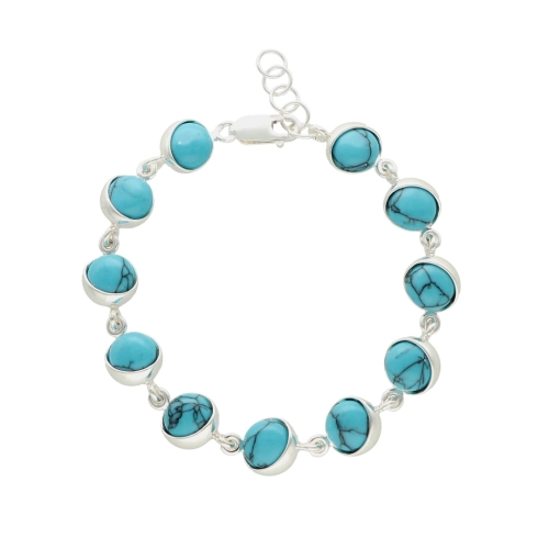 Bransoletka z turkus okrągła srebro