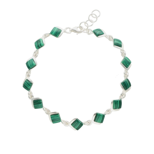 Delikatna bransoletka z malachitem srebro