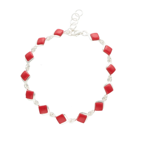 Delikatna bransoletka z koralem srebro