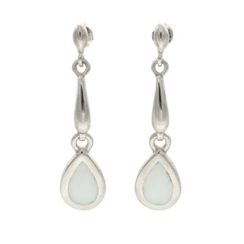 Kolczyki wiszące z białym opalem