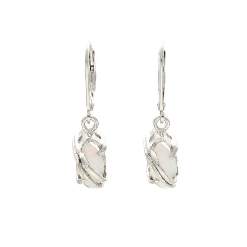 Kolczyki wiszące z białym opalem