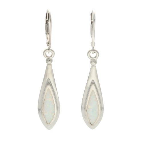 Kolczyki łezki z białym opalem