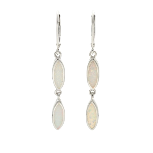 Kolczyki wiszące owalne z białym opalem