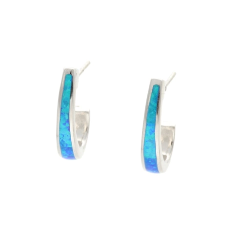 Kolczyki półokrągłe z niebieskim opalem