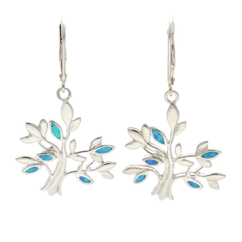 Kolczyki drzewko z niebieskim opalem