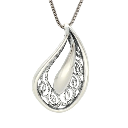 Wisior łezka ażurowa srebro oksydowane