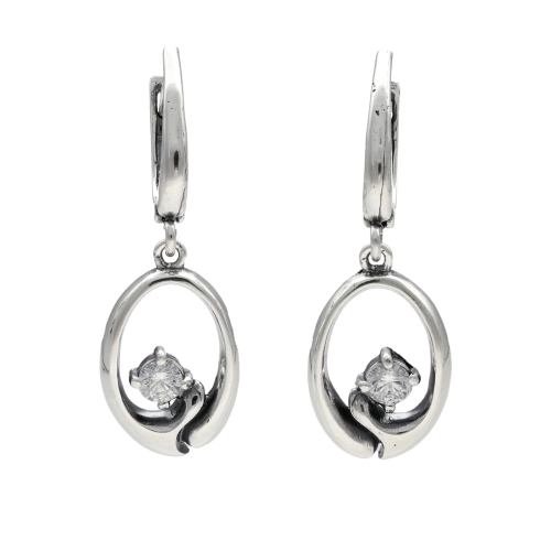 Kolczyki owalne z cyrkonią srebro oksydowane