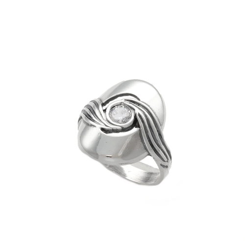 Pierścionek owalny z cyrkonią srebro oksydowane