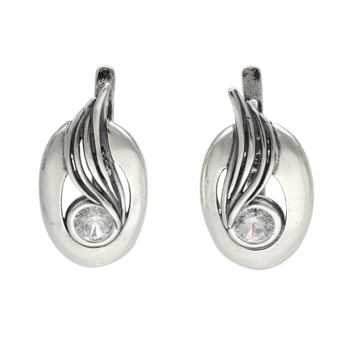 Kolczyki owalne z cyrkonią srebro oksydowane