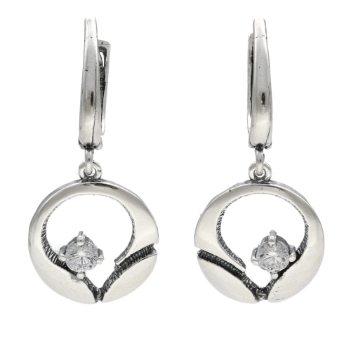 Kolczyki okrągłe z cyrkonią srebro oksydowane