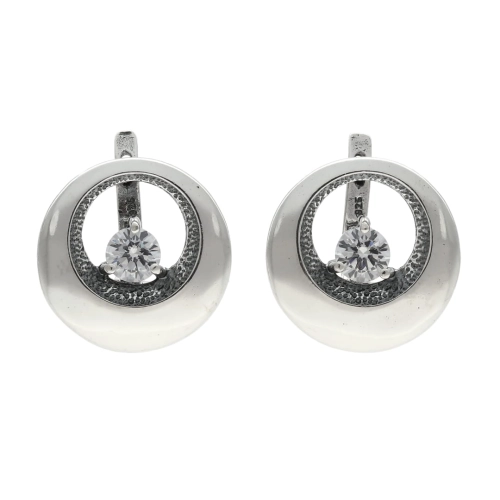 Kolczyki kółko z cyrkonią srebro oksydowane