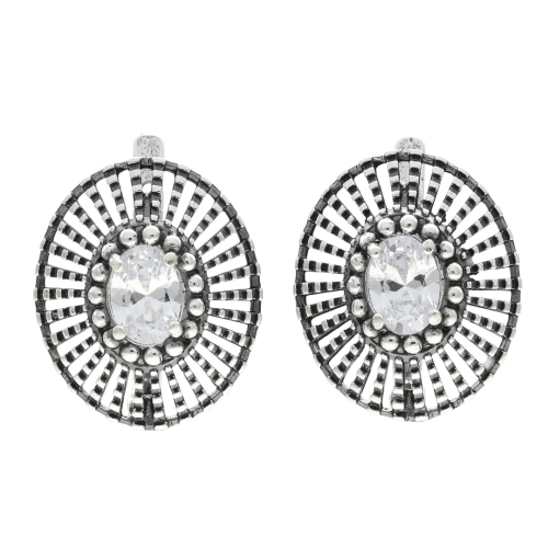 Kolczyki owalne z cyrkonią srebro oksydowane