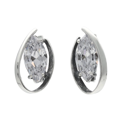 Kolczyki owalne z cyrkonią srebro oksydowane