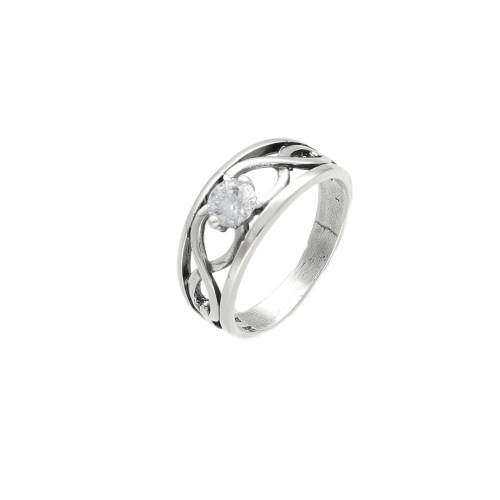 Pierścionek z cyrkonią srebro oksydowany