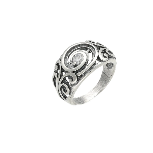 Pierścionek z cyrkonią srebro oksydowane