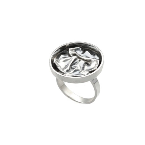 Pierścionek okrągły marszczone srebro