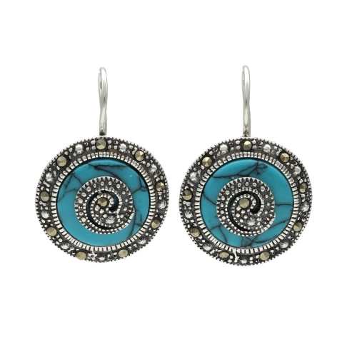 Kolczyki z markazytami i turkusem srebro