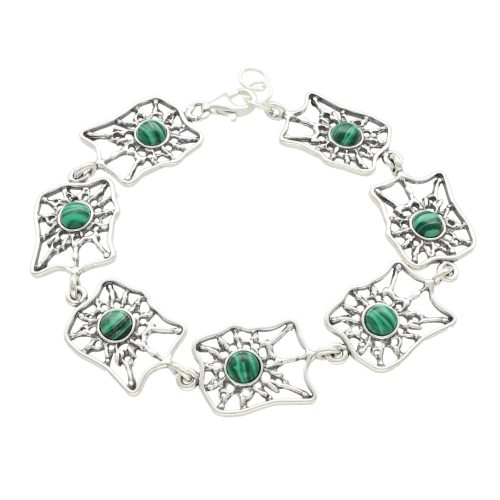 Bransoletka z malachitem srebro