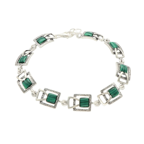 Bransoletka z malachitem srebro